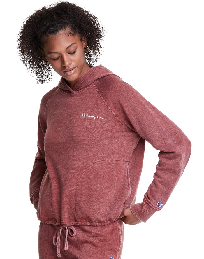 Champion Hoodie Dames - Bruin - Lounge Cinch Bottom ( 527106-XPT )